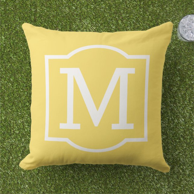 Coussin Monogramme entre parenthèses blanc jaune vif (Herbe)