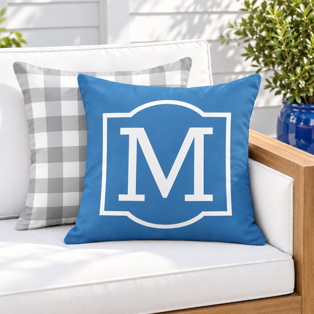 Coussin Monogramme entre parenthèses cobalt bleu blanc gra (Créateur téléchargé)