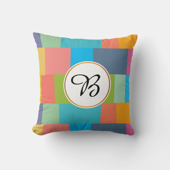 Coussin monogramme et bandes à motifs (Recto)
