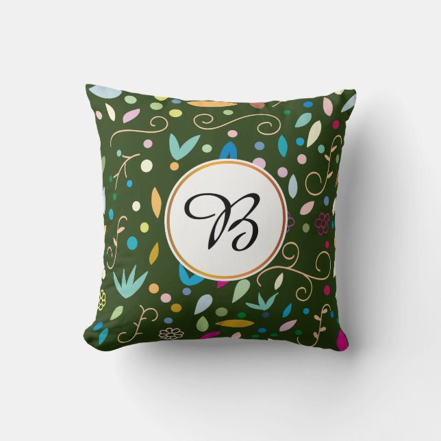 Coussin monogramme et feuille (Recto)