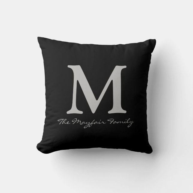 Coussin Monogramme et nom argentés de famille (Recto)