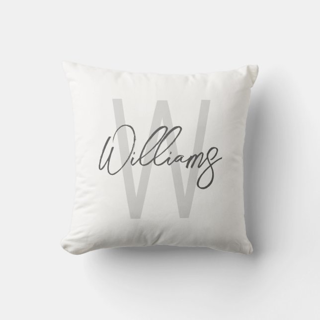 Coussin Monogramme et nom personnalisés en écriture modern (Recto)