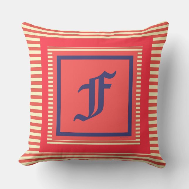 Coussin Monogramme F Crête familiale initiale (Recto)