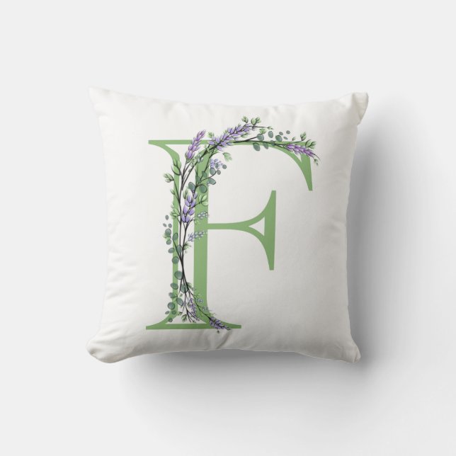 Coussin Monogramme F Lavande Eucalyptus (Recto)