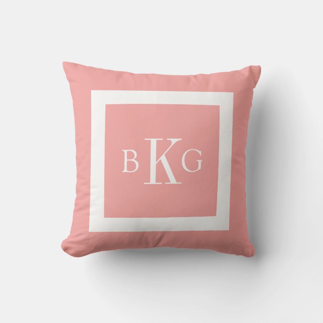 Coussin Monogramme fait sur commande blanc de corail léger (Recto)