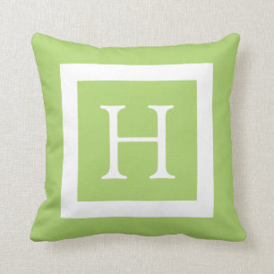 Coussin Monogramme fait sur commande blanc vert