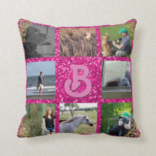 Coussin Monogramme fait sur commande du rose   de collage