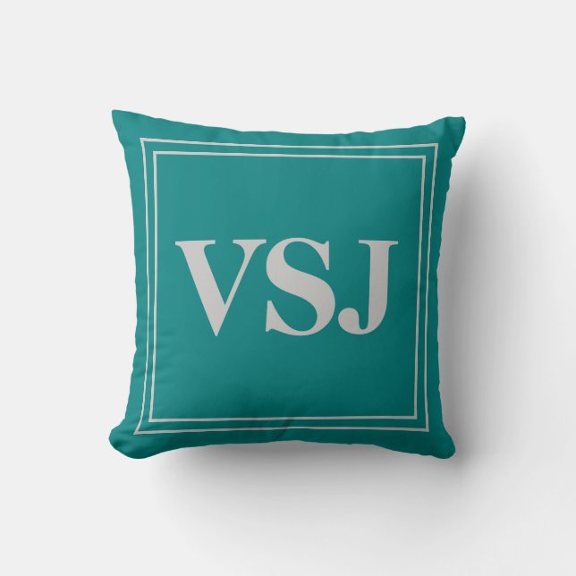 Coussin Monogramme fait sur commande sur le gris et le (Recto)