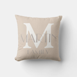 Coussin Monogramme familial personnalisé et nom de l'oreil