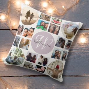 Coussin Monogramme Famille Souvenirs 20 Photo Collage