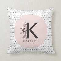 Coussin monogramme floral à point de Polka