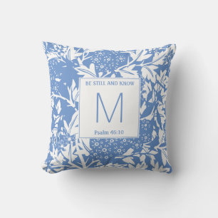 Coussin Monogramme floral bleu de Cornflower