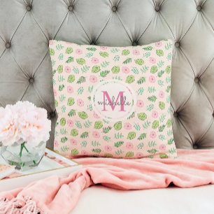 Coussin Monogramme floral chic moderne