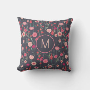 Coussin Monogramme floral foncé