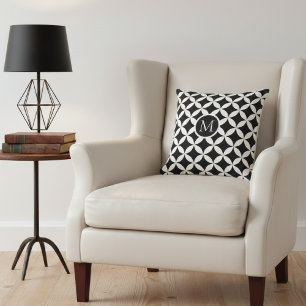 Coussin Monogramme floral géométrique moderne