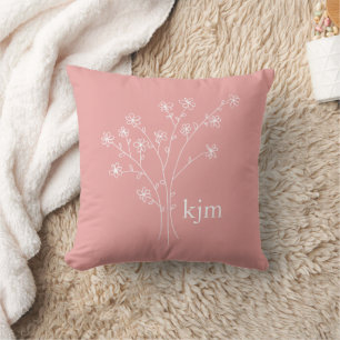 Coussin Monogramme Floral Minimaliste