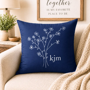 Coussin Monogramme Floral Minimaliste