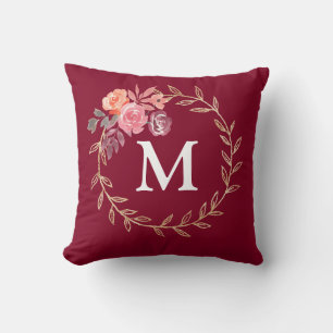 Coussin Monogramme floral personnalisé
