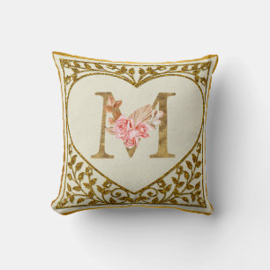 Coussin Monogramme Floral Personnalisé
