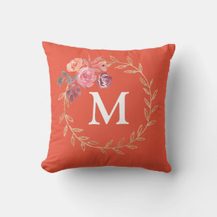 Coussin Monogramme floral personnalisé
