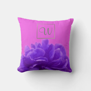 Coussin Monogramme floral pourpre initial