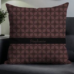 Coussin Monogramme floral simple et élégant Mocha