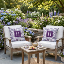 Monogramme floral vintage boho violet