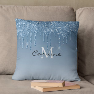 Coussin Monogramme Frozen Ice Blue Driving Parties scintil