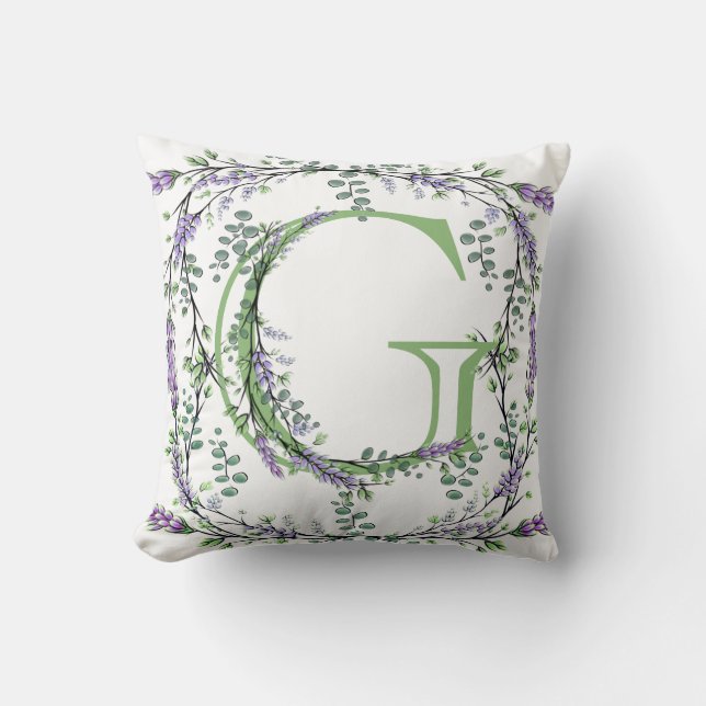 Coussin Monogramme G Lavande Eucalyptus (Recto)