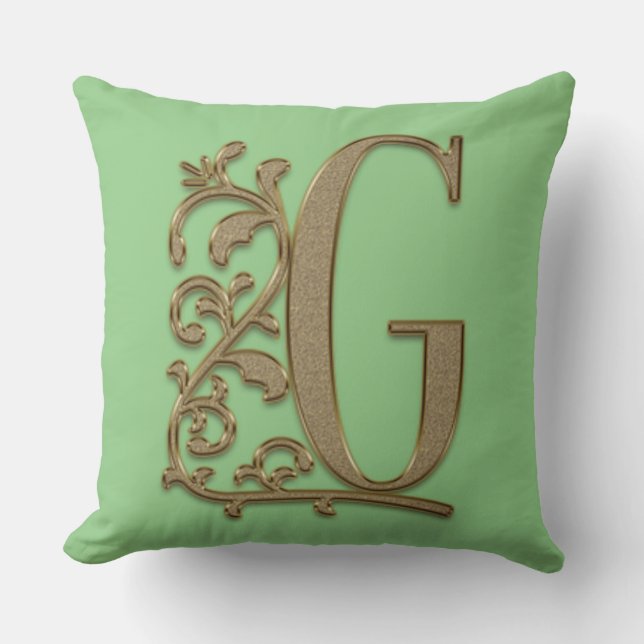 Coussin Monogramme G Vert Printemps Mariage de Famille, An (Recto)