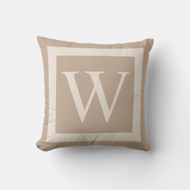 Coussin Monogramme géant sur Arrière - plan beige (Recto)