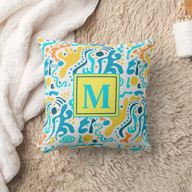 Coussin Monogramme géométrique Abstrait moderne (Couverture)