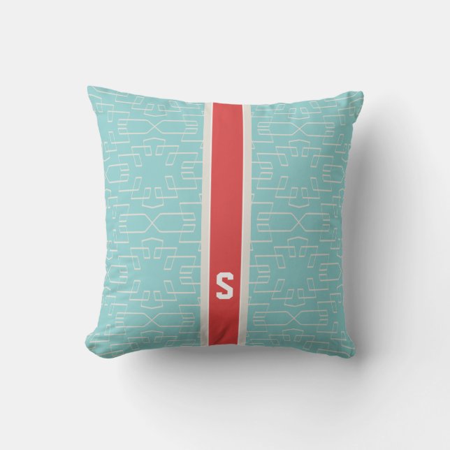 Coussin Monogramme géométrique de motif d'abrégé sur chic (Recto)