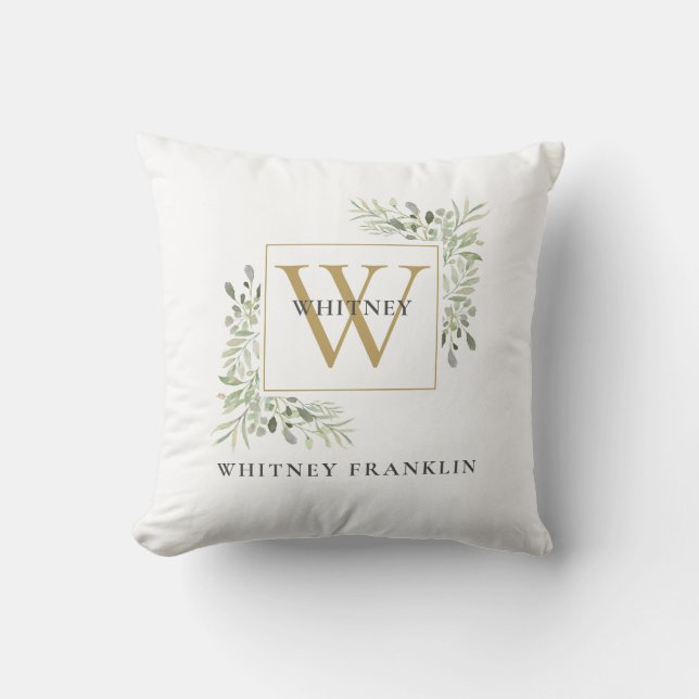 Coussin Monogramme GGold Moderne Feuillage  (Recto)