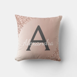 Coussin Monogramme Girly de manuscrit balayé par or en