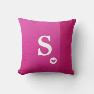 Coussin Monogramme Girly Rose Purple Heart Moderne Chic