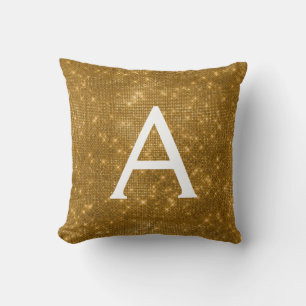 Coussin Monogramme Gold Sparkmer Nom et initiale