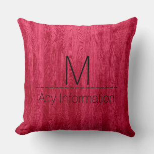 Coussin Monogramme Grains de bois rouge Texture