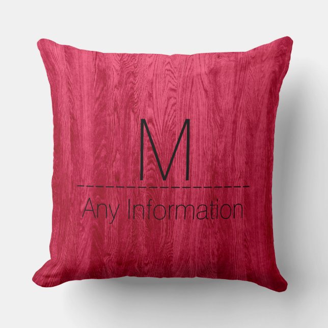 Coussin Monogramme Grains de bois rouge Texture (Recto)