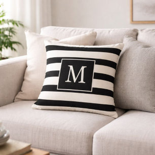 Coussin Monogramme Grandes noires et blanches