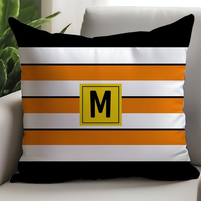 Coussin Monogramme Gras Orange (Créateur téléchargé)