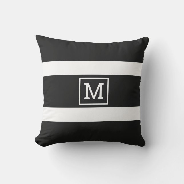 Coussin Monogramme Gras Simple En Noir Et Blanc (Recto)