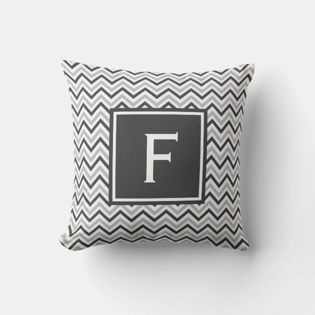 Coussin Monogramme Grey Chevron (Recto)