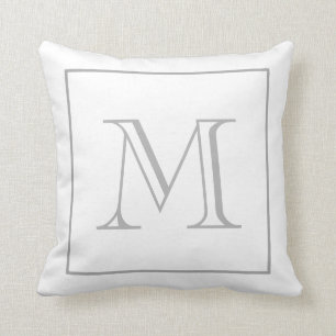Coussin Monogramme gris blanc