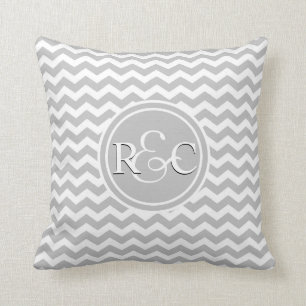 Coussin Monogramme gris d'initiales personnalisé par