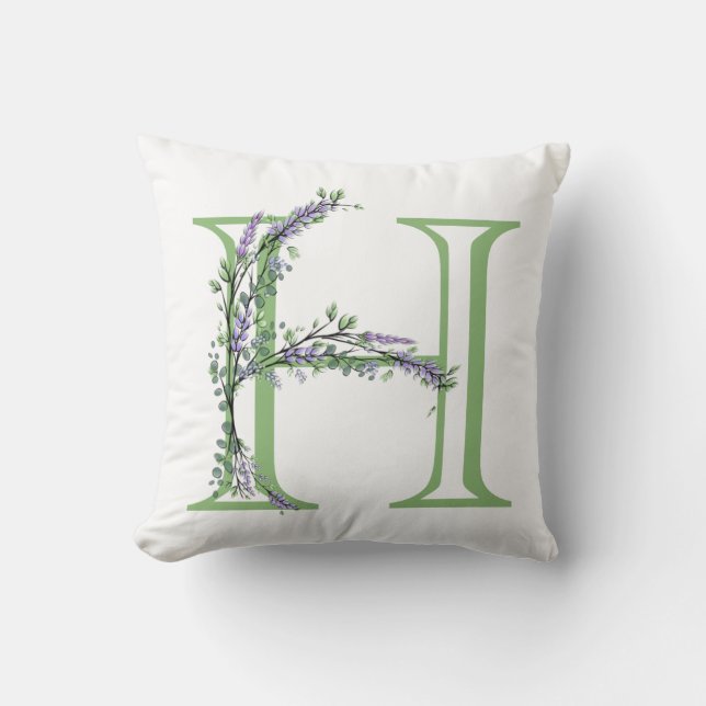Coussin Monogramme H Lavande Eucalyptus (Recto)