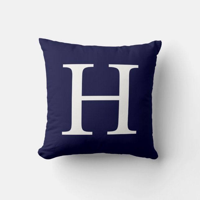 Coussin Monogramme H sur bleu marine (Recto)
