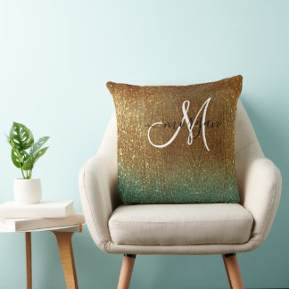 Coussin Monogramme Holographique Parties scintillant or