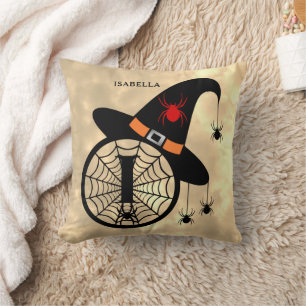 Coussin Monogramme I Halloween Sky Witch Nom des araignées