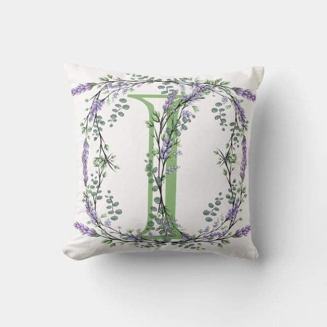 Coussin Monogramme I Lavande Eucalyptus (Recto)